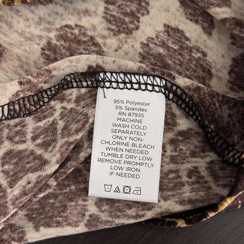 Susan Graver Cardigan Womens 2X Brown Animal Print Open Lightweight Stretch Boho - Picture 4 of 10